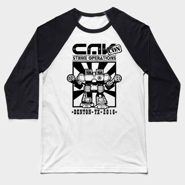 CAV-CON 2016 BLACK Baseball T-Shirt by Talon Games
